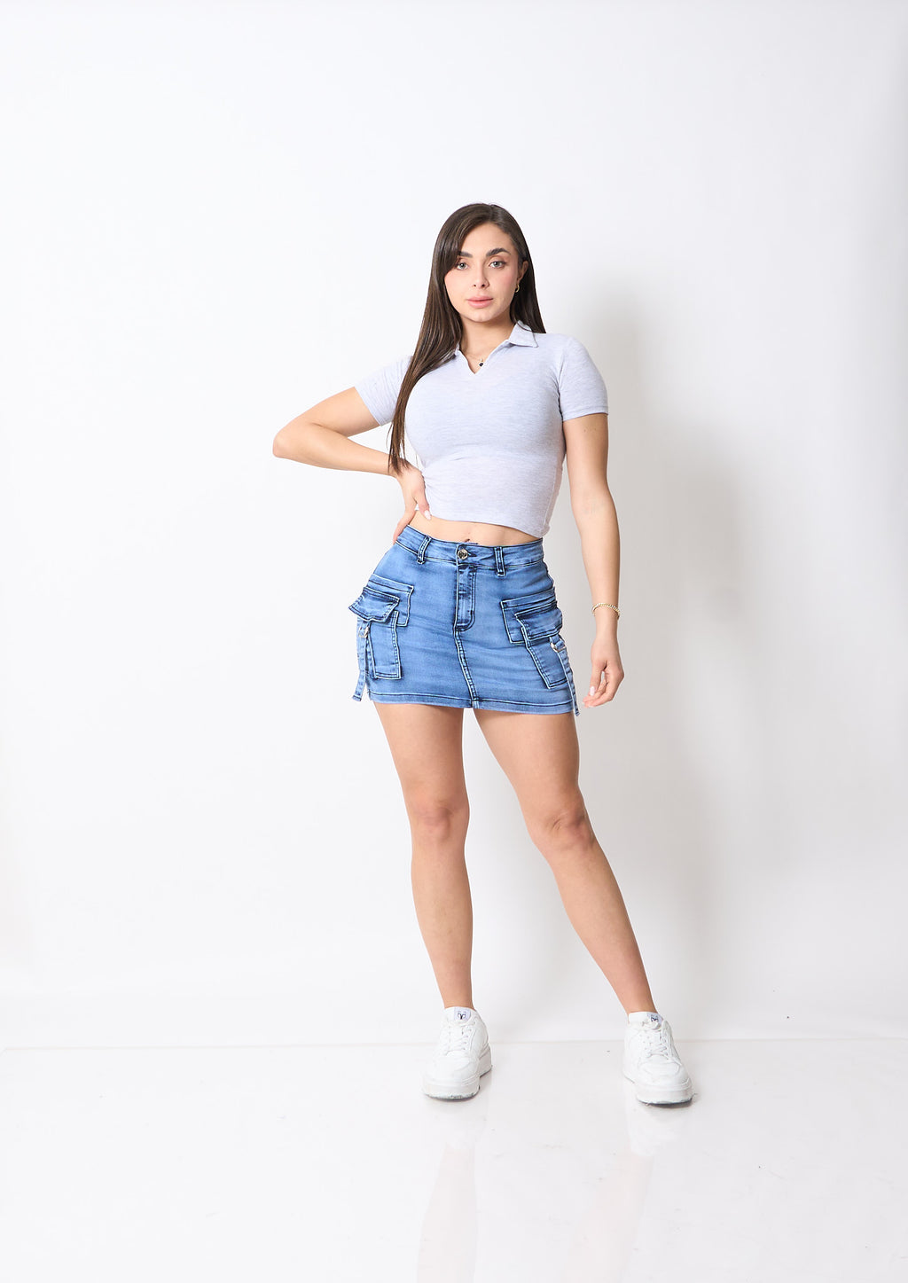 Falda Short Niza Celeste