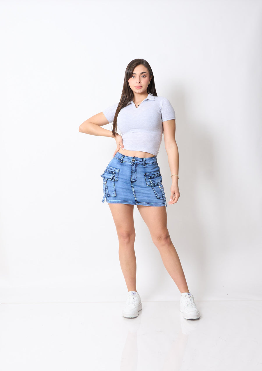 Falda Short Niza Celeste