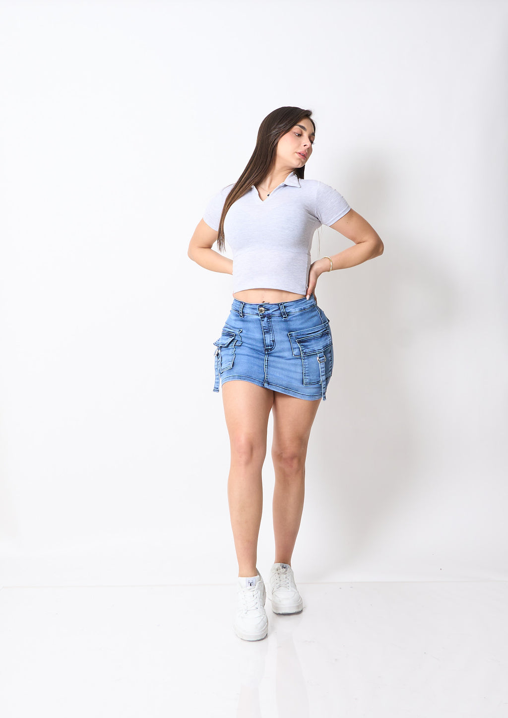 Falda Short Niza Celeste
