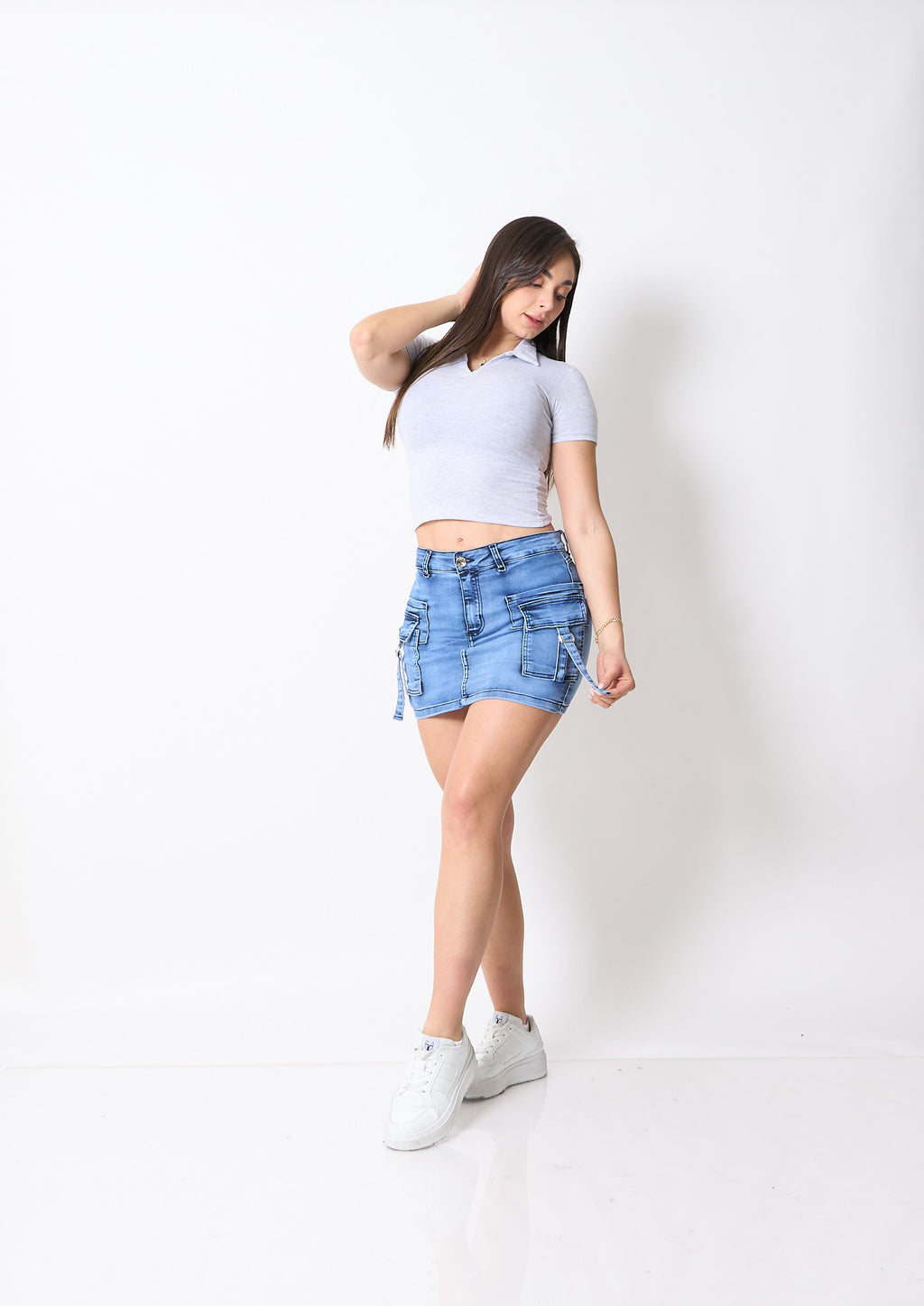 Falda Short Niza Celeste