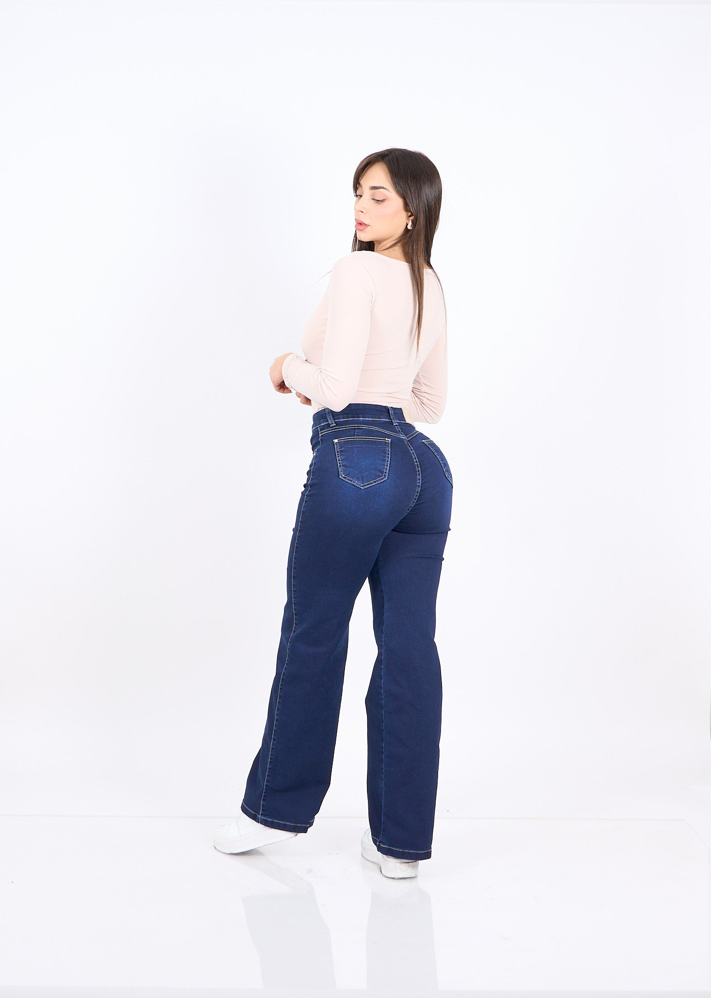 Wide Leg Tachas Azul