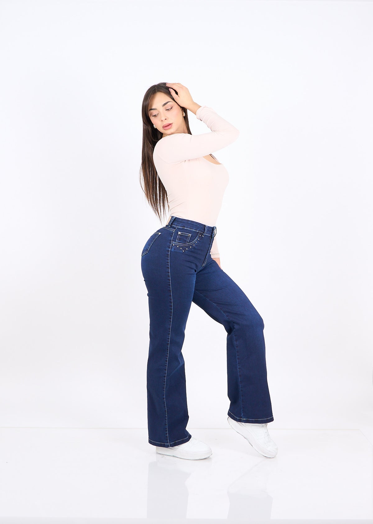 Wide Leg Tachas Azul