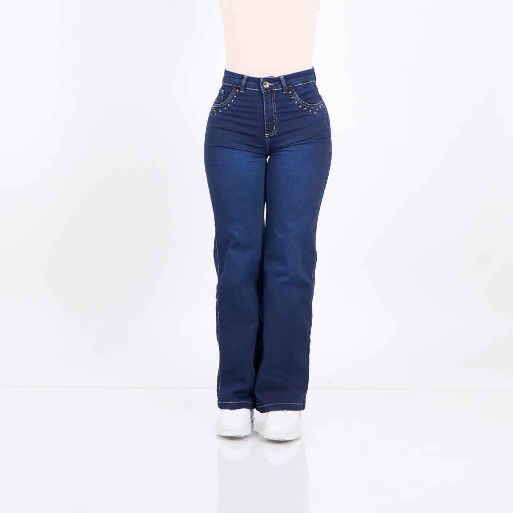 Wide Leg Tachas Azul