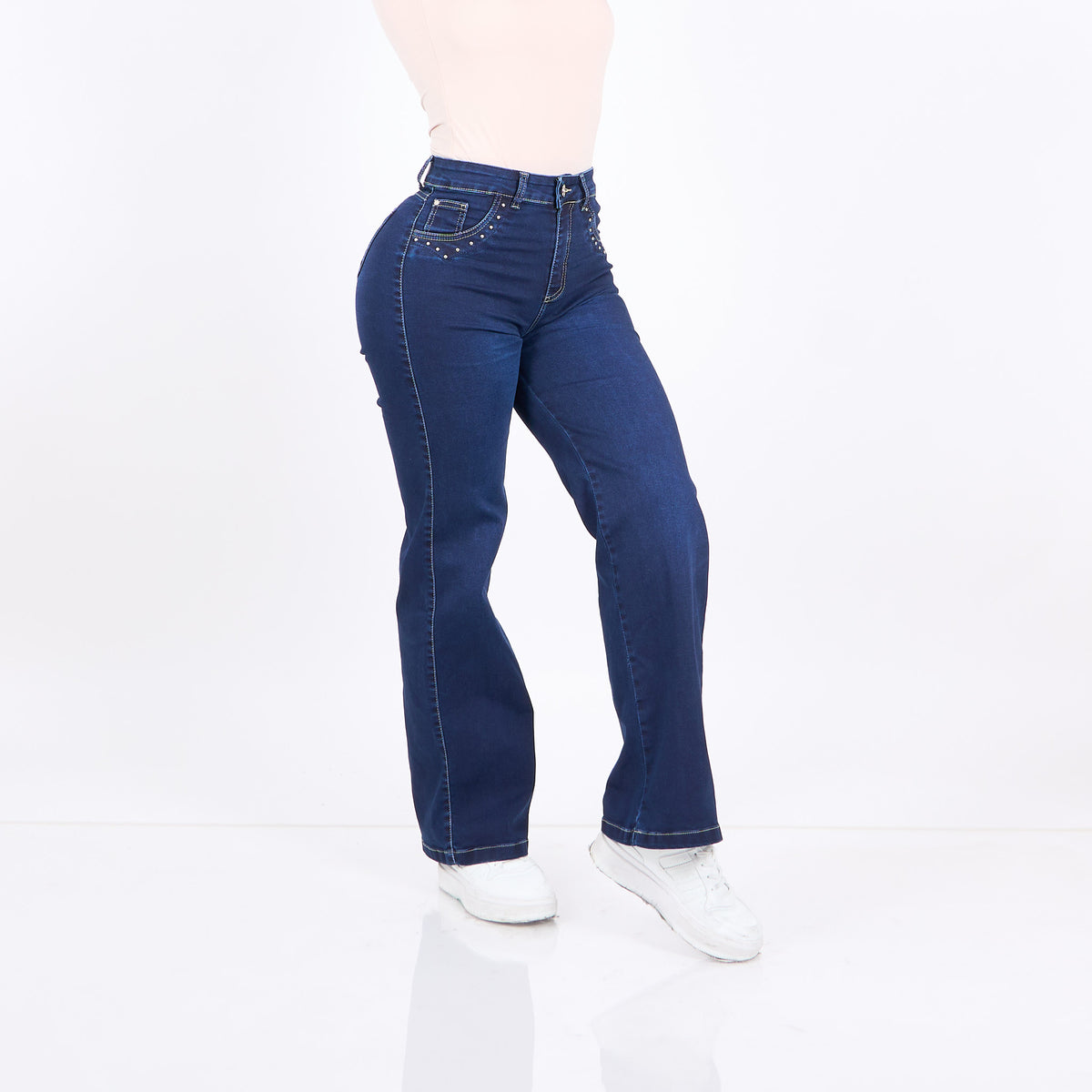 Wide Leg Tachas Azul