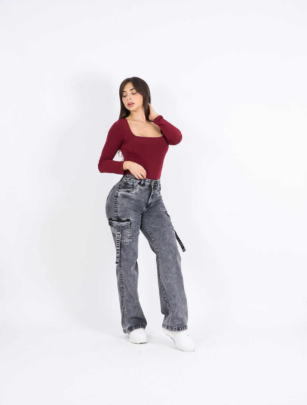 Wide Leg Cargo Gris