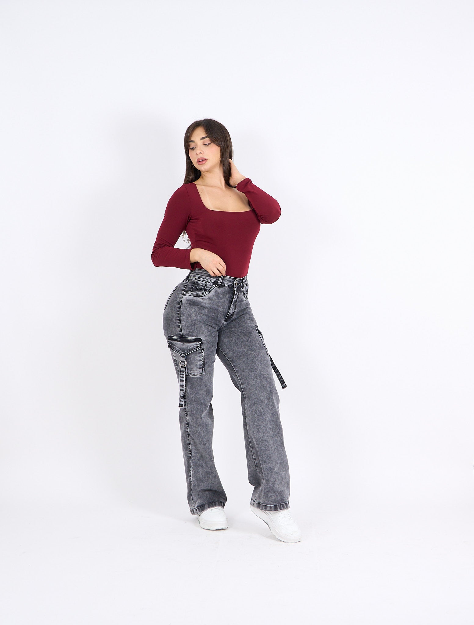 Wide Leg Cargo Gris