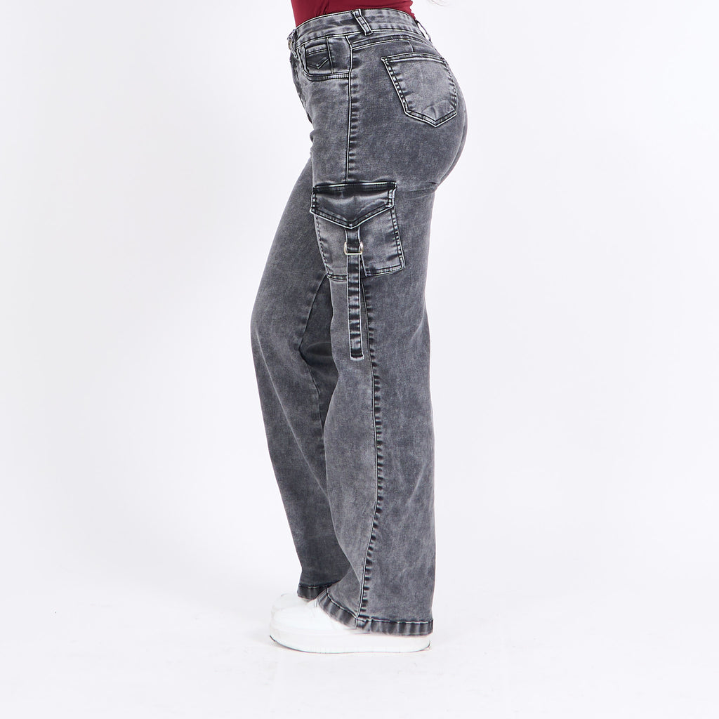 Wide Leg Cargo Gris