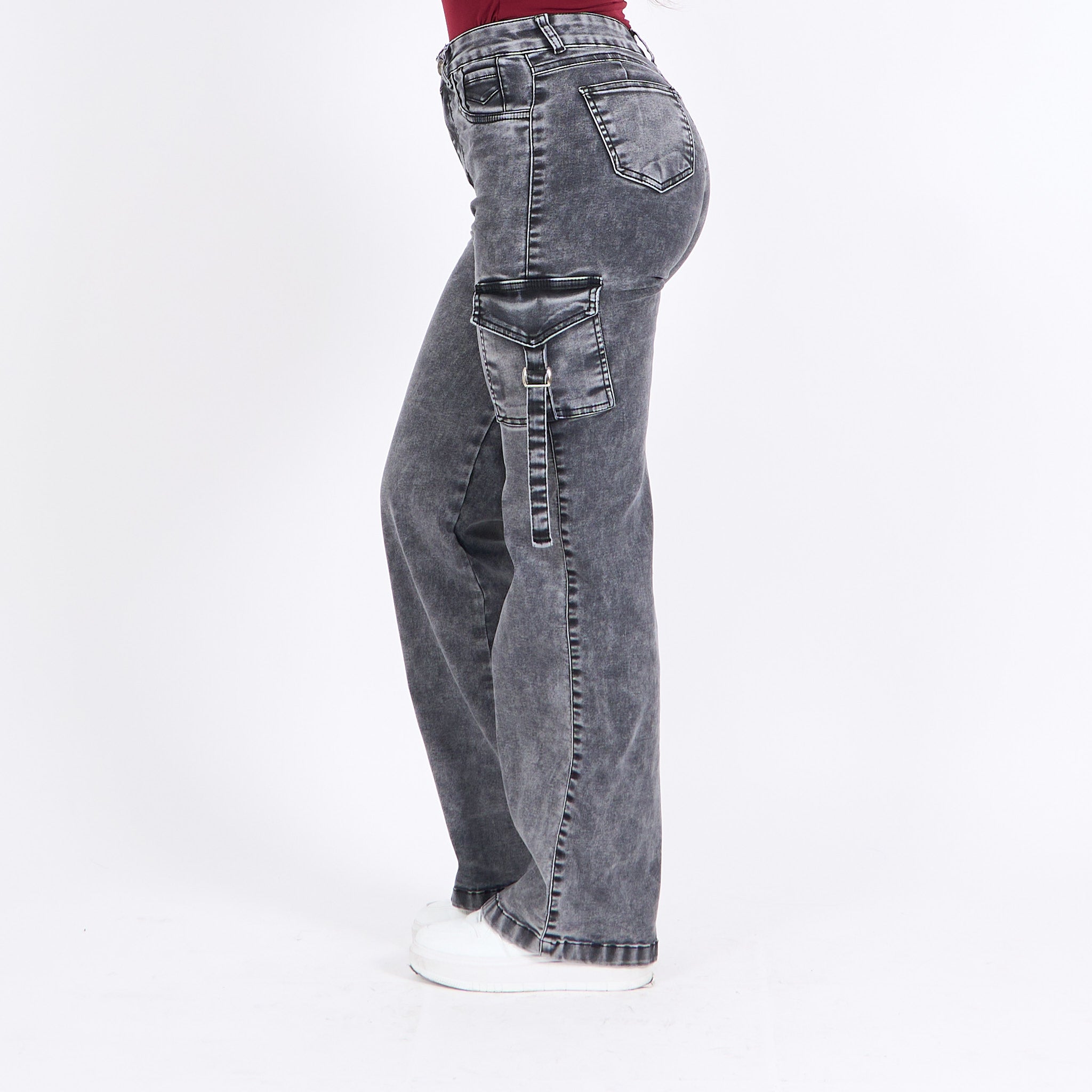 Wide Leg Cargo Gris
