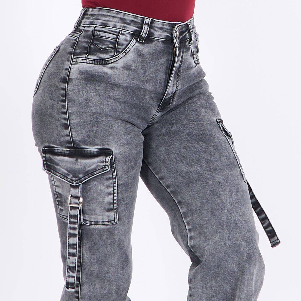 Wide Leg Cargo Gris